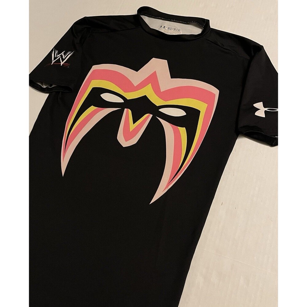 RARE Under Armour WWE Ultimate Warrior Mask Compression T-Shirt MEDIUM Wrestling